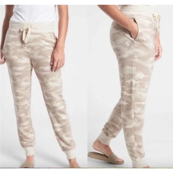 Athleta Balance Jogger Sweatpant Toasted Brown Heather Camo XS Travel Vacation - Picture 1 of 9